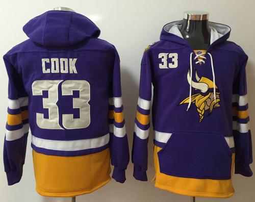Nike Vikings #33 Dalvin Cook Purple/Gold Name & Number Pullover NFL Hoodie